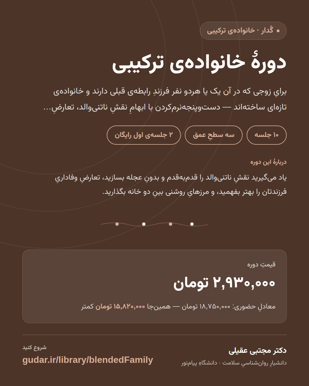 کارتِ معرفیِ دورهی دورهٔ خانوادهی ترکیبی — 10 جلسه