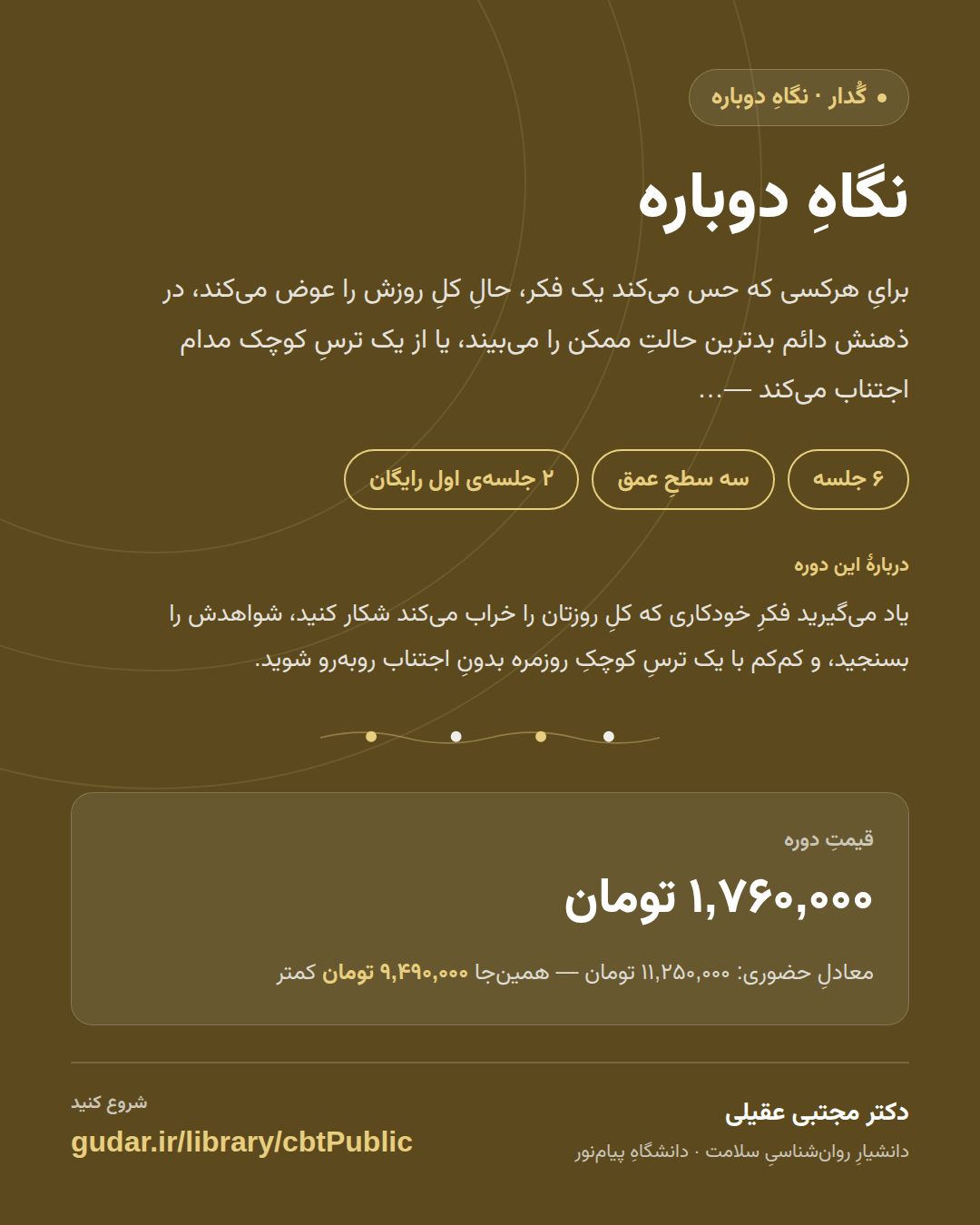 کارتِ معرفیِ دوره‌ی نگاهِ دوباره — 6 جلسه
