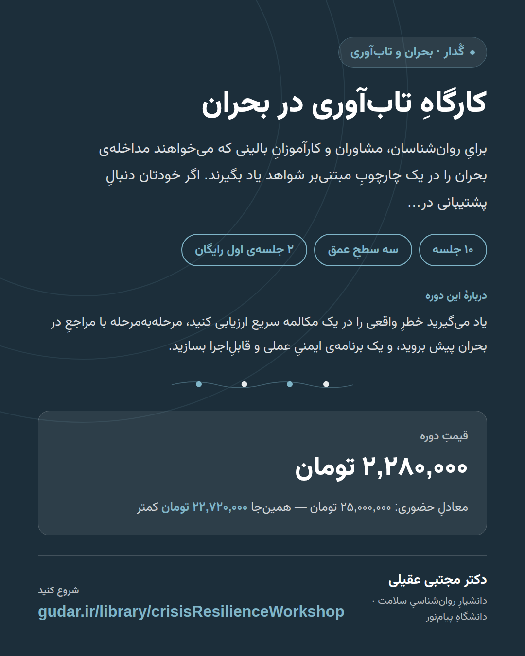 کارتِ معرفیِ دوره‌ی کارگاهِ تاب‌آوری در بحران — 10 جلسه