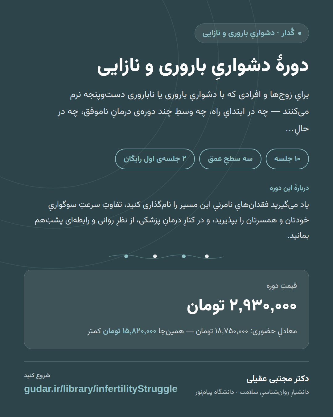 کارتِ معرفیِ دوره‌ی دورهٔ دشواریِ باروری و نازایی — 10 جلسه