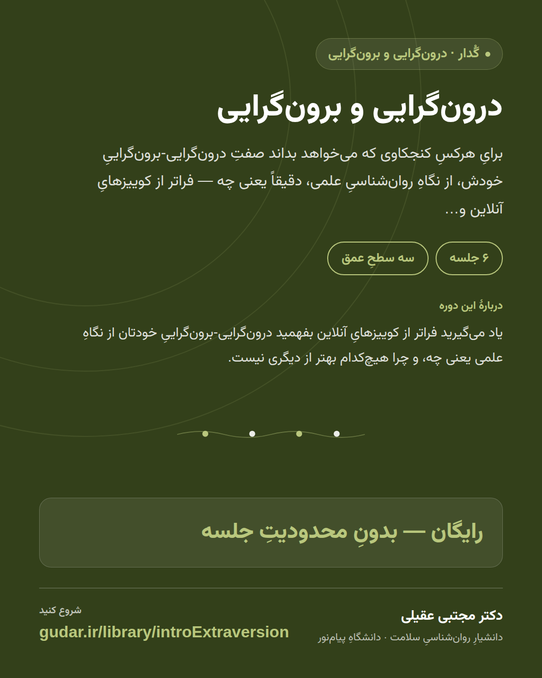 کارتِ معرفیِ دوره‌ی درون‌گرایی و برون‌گرایی — 6 جلسه