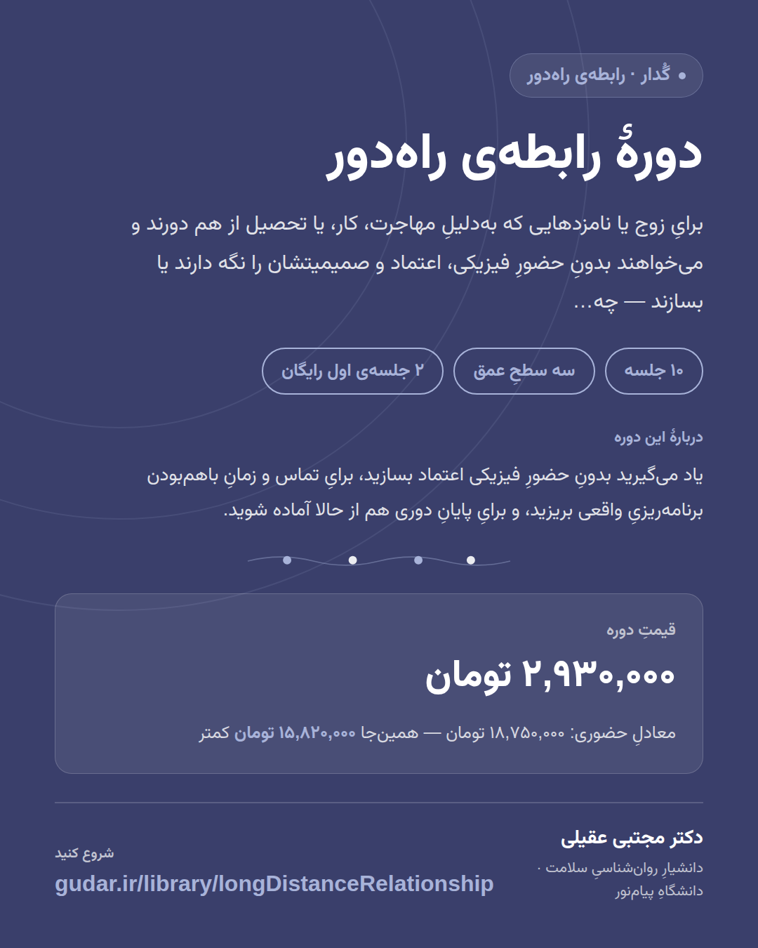 کارتِ معرفیِ دوره‌ی دورهٔ رابطه‌ی راه‌دور — 10 جلسه
