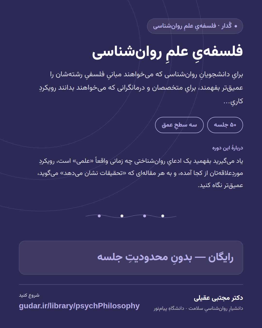 کارتِ معرفیِ دوره‌ی فلسفه‌یِ علمِ روان‌شناسی — 50 جلسه