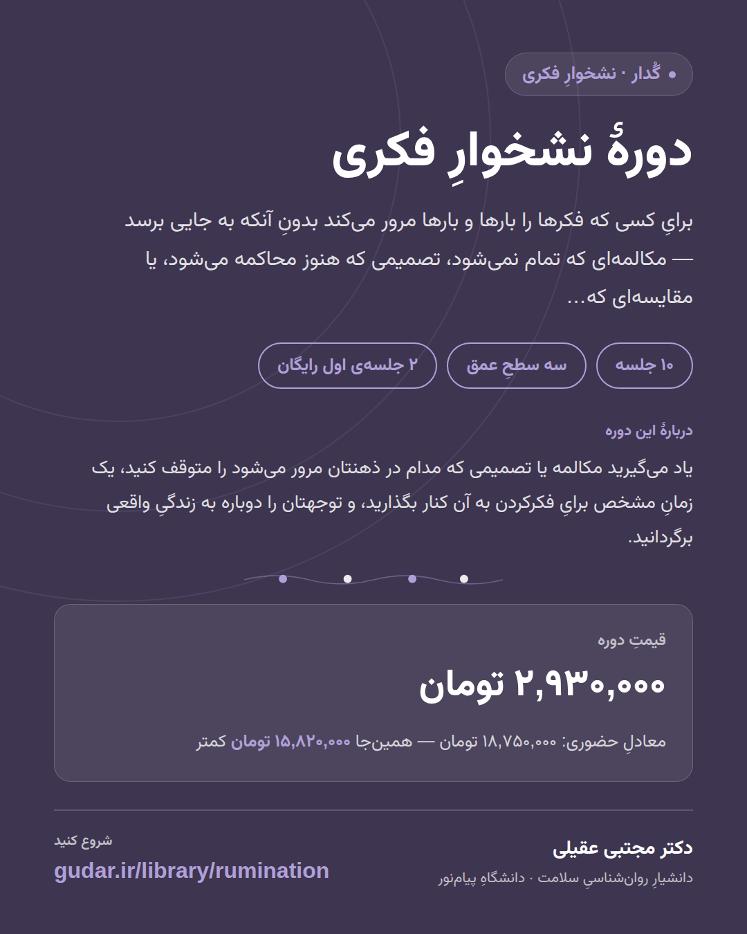 کارتِ معرفیِ دوره‌ی دورهٔ نشخوارِ فکری — 10 جلسه