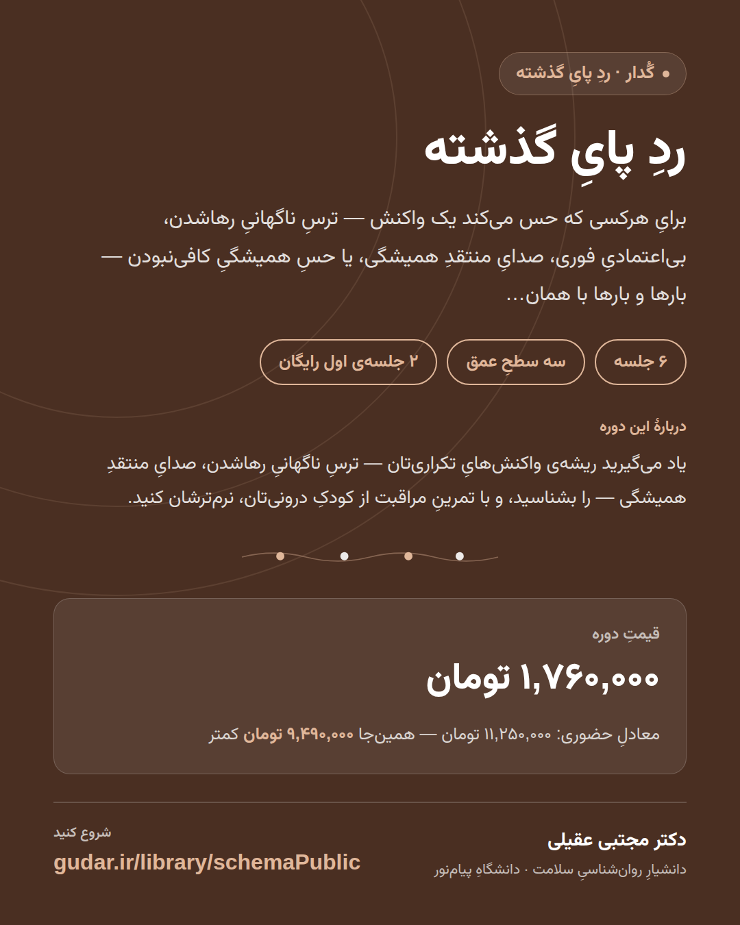 کارتِ معرفیِ دوره‌ی ردِ پایِ گذشته — 6 جلسه