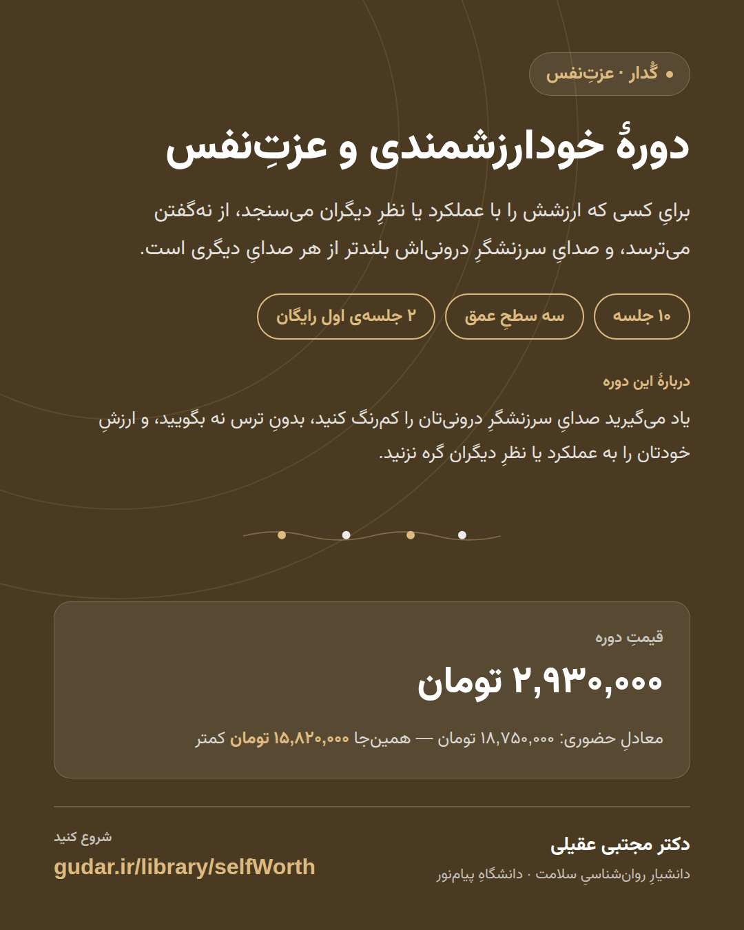 کارتِ معرفیِ دورهی دورهٔ خودارزشمندی و عزتِنفس — 10 جلسه